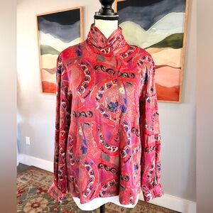 Ann May Silk Red Patterned Blouse